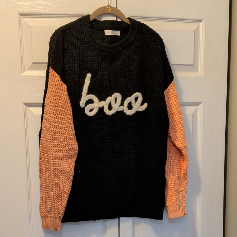 Black and Pink Sweater with White Logo